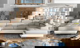 Coltar extensibil dreapta 6 locuri ELTAP, Rod-04, Rodrigo, 345x202x90 cm, lemn/poliester, bej deschis/alb