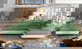 Coltar extensibil dreapta 6 locuri ELTAP, Rod-09, Rodrigo, 345x202x90 cm, lemn/poliester, verde deschis/alb