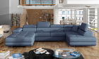 Coltar extensibil dreapta 6 locuri ELTAP, Rod-12, Rodrigo, 345x202x90 cm, lemn/poliester, albastru