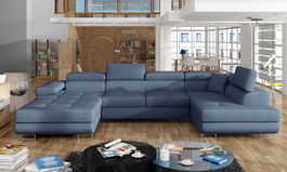 Coltar extensibil dreapta 6 locuri ELTAP, Rod-12, Rodrigo, 345x202x90 cm, lemn/poliester, albastru