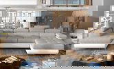 Coltar extensibil stanga 6 locuri ELTAP, Rod-14, Rodrigo, 345x202x90 cm, lemn/poliester, gri deschis/alb