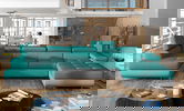 Coltar extensibil stanga 6 locuri ELTAP, Rod-18, Rodrigo, 345x202x90 cm, lemn/poliester, albastru/gri