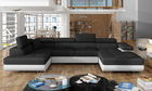 Coltar extensibil stanga 6 locuri ELTAP, Rod-19, Rodrigo, 345x202x90 cm, lemn/poliester, negru/alb