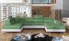 Coltar extensibil stanga 6 locuri ELTAP, Rod-22, Rodrigo, 345x202x90 cm, lemn/poliester, verde deschis/alb