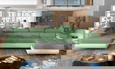 Coltar extensibil stanga 6 locuri ELTAP, Rod-22, Rodrigo, 345x202x90 cm, lemn/poliester, verde deschis/alb