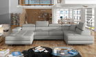 Coltar extensibil dreapta 6 locuri ELTAP, Rod-27, Rodrigo, 345x202x90 cm, lemn/poliester, gri deschis