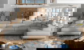 Coltar extensibil dreapta 6 locuri ELTAP, Rod-27, Rodrigo, 345x202x90 cm, lemn/poliester, gri deschis