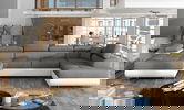 Coltar extensibil dreapta 6 locuri ELTAP, Rod-30, Rodrigo, 345x202x90 cm, lemn/poliester, gri inchis/alb