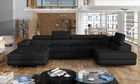 Coltar extensibil dreapta 6 locuri ELTAP, Rod-308, Rodrigo, 345x202x90 cm, lemn/poliester, negru