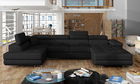 Coltar extensibil stanga 6 locuri ELTAP, Rod-309, Rodrigo, 345x202x90 cm, lemn/poliester, negru