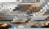 Coltar extensibil stanga 6 locuri ELTAP, Rod-33, Rodrigo, 345x202x90 cm, lemn/poliester, gri deschis
