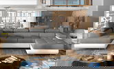Coltar extensibil stanga 6 locuri ELTAP, Rod-36, Rodrigo, 345x202x90 cm, lemn/poliester, gri inchis/alb