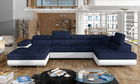 Coltar extensibil dreapta 6 locuri ELTAP, Rod-41, Rodrigo, 345x202x90 cm, lemn/poliester, albastru inchis/alb