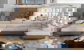 Coltar extensibil dreapta 6 locuri ELTAP, Rod-45, Rodrigo, 345x202x90 cm, lemn/poliester, gri/gri inchis