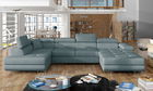 Coltar extensibil stanga 6 locuri ELTAP, Rod-48, Rodrigo, 345x202x90 cm, lemn/poliester, albastru deschis