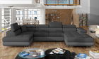 Coltar extensibil stanga 6 locuri ELTAP, Rod-49, Rodrigo, 345x202x90 cm, lemn/poliester, gri inchis