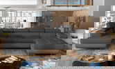 Coltar extensibil stanga 6 locuri ELTAP, Rod-49, Rodrigo, 345x202x90 cm, lemn/poliester, gri inchis