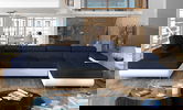 Coltar extensibil stanga 6 locuri ELTAP, Rod-50, Rodrigo, 345x202x90 cm, lemn/poliester, albastru inchis/alb