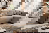 Coltar extensibil dreapta 3 locuri ELTAP, Hadson, 206x150x89 cm, lemn/poliester, bej inchis