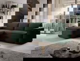 Coltar stanga 4 locuri ELTAP, Ume, 287x190x88 cm, lemn/poliester, verde inchis/negru