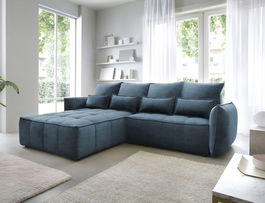 Coltar extensibil stanga 4 locuri ELTAP, LT-40MAN, Campo, 265x196x88 cm, lemn/poliester, albastru inchis