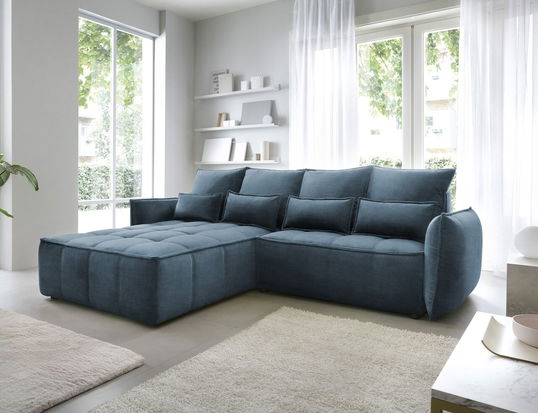 Coltar extensibil stanga 4 locuri ELTAP, LT-40MAN, Campo, 265x196x88 cm, lemn/poliester, albastru inchis