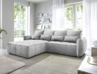 Coltar extensibil stanga 4 locuri ELTAP, LT-03NU, Campo, 265x196x88 cm, lemn/poliester, gri deschis