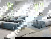 Coltar extensibil stanga 4 locuri ELTAP, LT-40TOS, Campo, 265x196x88 cm, lemn/poliester, albastru
