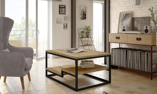 Masuta de cafea ELTAP, Marlo, 100x60x48 cm, PAL, negru/stejar
