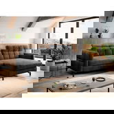 Coltar extensibil dreapta 3 locuri ELTAP, Lore-05, Lorelle, 225x160x105 cm, lemn/poliester, gri inchis
