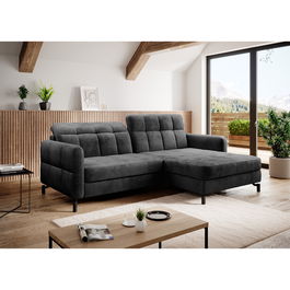 Coltar extensibil dreapta 3 locuri ELTAP, Lore-05, Lorelle, 225x160x105 cm, lemn/poliester, gri inchis