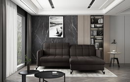 Coltar extensibil dreapta 3 locuri ELTAP, Lore-08, Lorelle, 225x160x105 cm, lemn/poliester, maro inchis