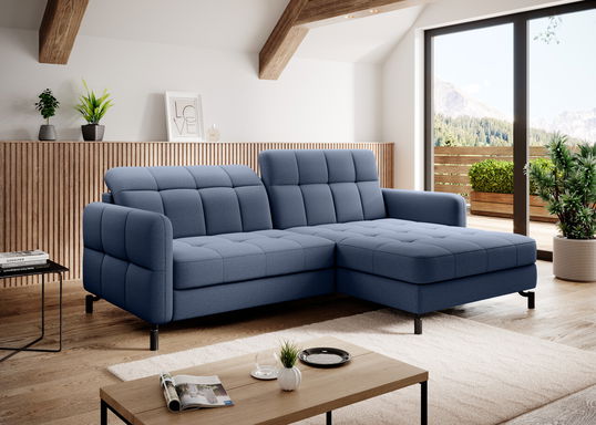 Coltar extensibil dreapta 3 locuri ELTAP, Lore-101, Lorelle, 225x160x105 cm, lemn/poliester, albastru