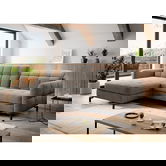 Coltar extensibil stanga 3 locuri ELTAP, Lore-146, Lorelle, 225x160x105 cm, lemn/poliester, bej inchis