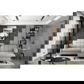Coltar extensibil dreapta 3 locuri ELTAP, Lore-17, Lorelle, 225x160x105 cm, lemn/poliester, gri deschis