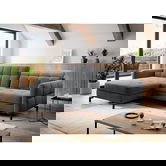 Coltar extensibil stanga 3 locuri ELTAP, Lore-40, Lorelle, 225x160x105 cm, lemn/poliester, gri inchis