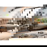 Coltar extensibil dreapta 3 locuri ELTAP, Lore-86, Lorelle, 225x160x105 cm, lemn/poliester, maro deschis