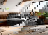 Coltar extensibil dreapta 3 locuri ELTAP, Lore-89, Lorelle, 225x160x105 cm, lemn/poliester, negru