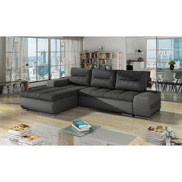 Coltar extensibil stanga 4 locuri ELTAP, Ov03, Ottavio, 275x180x85 cm, lemn/poliester, gri inchis/gri