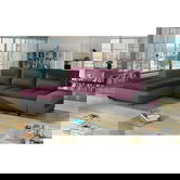 Coltar extensibil stanga 4 locuri ELTAP, Ov05, Ottavio, 275x180x85 cm, lemn/poliester, violet inchis/gri inchis