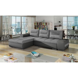 Coltar extensibil stanga 4 locuri ELTAP, Ov11, Ottavio, 275x180x85 cm, lemn/poliester, gri/gri inchis