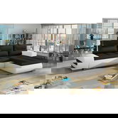 Coltar extensibil dreapta 4 locuri ELTAP, Ov19, Ottavio, 275x180x85 cm, lemn/poliester, negru/alb