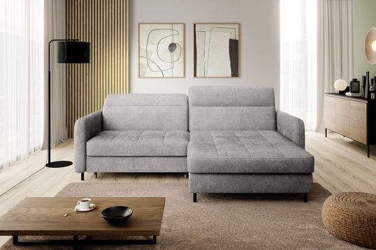 Coltar extensibil stanga 3 locuri ELTAP, LT-03TOU, Gomsi, 228x165x100 cm, lemn/poliester, gri