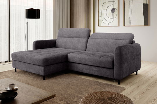 Coltar extensibil stanga 3 locuri ELTAP, LT-05TOU, Gomsi, 228x165x100 cm, lemn/poliester, gri inchis