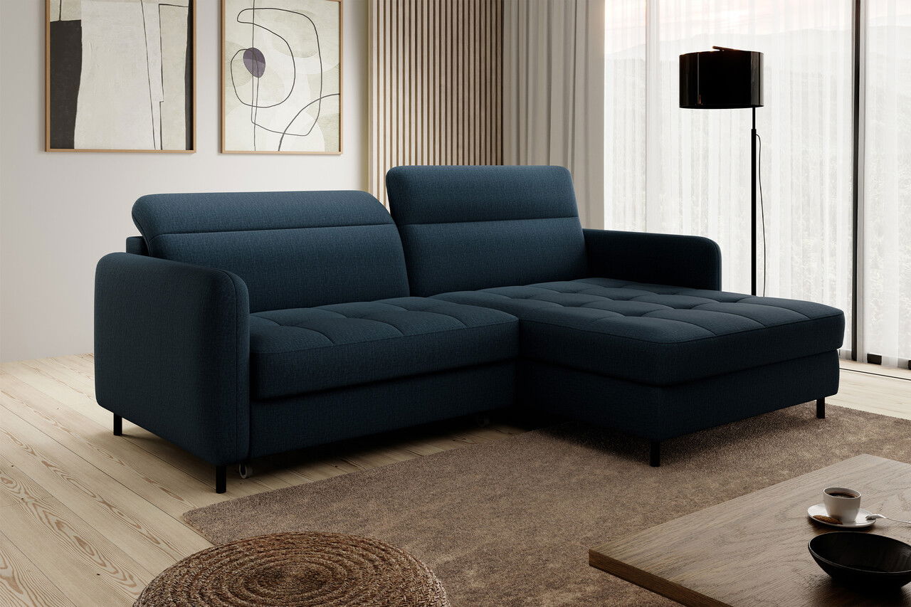 Coltar extensibil dreapta 3 locuri ELTAP, RT-40MAN, Gomsi, 228x165x100 cm, lemn/poliester, albastru inchis
