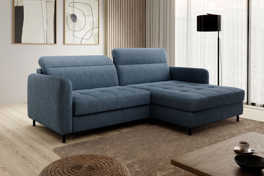 Coltar extensibil dreapta 3 locuri ELTAP, RT-40RAQ, Gomsi, 228x165x100 cm, lemn/poliester, albastru
