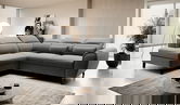 Coltar extensibil stanga 4 locuri ELTAP, LT-04FL, Noble, 255x201x100 cm, lemn/poliester, gri
