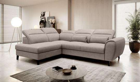 Coltar extensibil stanga 4 locuri ELTAP, LT-07PO, Noble, 255x201x100 cm, lemn/poliester, bej