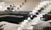 Coltar extensibil stanga 4 locuri ELTAP, LT-10FL, Noble, 255x201x100 cm, lemn/poliester, negru