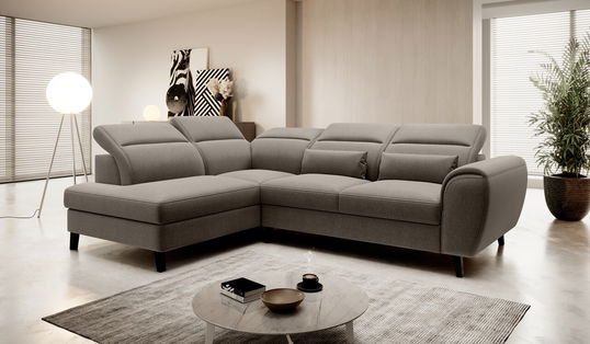 Coltar extensibil stanga 4 locuri ELTAP, LT-18VER, Noble, 255x201x100 cm, lemn/poliester, bej inchis